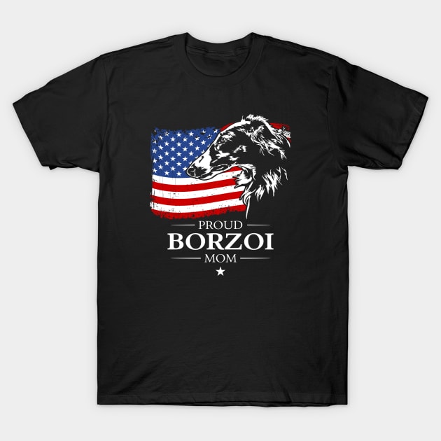 Borzoi Mom American Flag patriotic dog T-Shirt by wilsigns